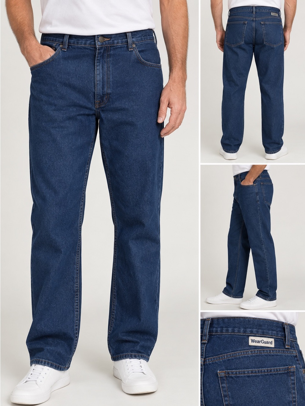 ARAMARK. Wearguard. Men's Dark blue denim work jeans. 42x32. straight.